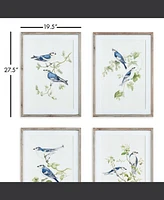 Blue Birds Prints, Set Of 4