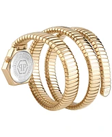 Philipp Plein Women's Snake Hexagon Gold Ion Plated Wrap Bracelet Watch 28mm
