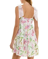 Seni & Cade Juniors' Floral-Print Babydoll Dress