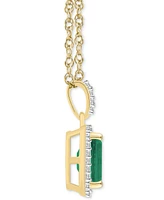 Blue Topaz (2 ct. t.w.) & Lab Created White Sapphire (1/5 Rectangle Pendant Necklace 10k Yellow Gold