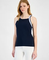 Tommy Hilfiger Women's High-Neck Ruffle-Trim Cotton Tank Top