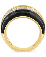 Effy Onyx & Diamond (5/8 ct. t.w.) Statement Ring in 14k Gold-Plated Silver