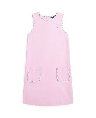 Polo Ralph Lauren Big Girls Floral-Trim Oxford Dress