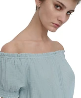 Dkny Jeans Women's Cotton Gauze Off-The-Shoulder Top