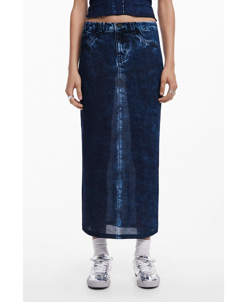 Desigual Women's Denim-effect skirt