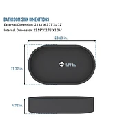 24x14 Inch Oval Bathroom Cement Art Basin with Matching Pop-Up Drain - Durable, Elegant, and Easy to Maintain