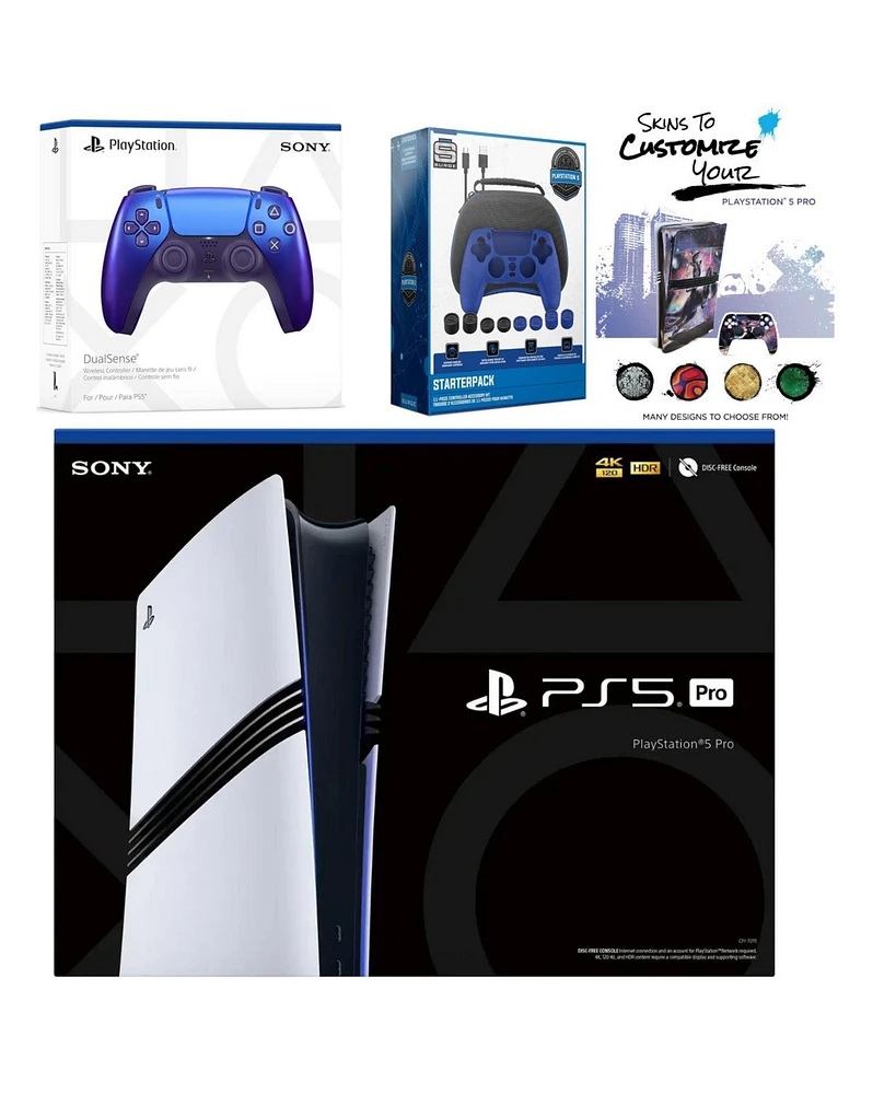 Sony PlayStation 5 Pro with Extra Controller, Gamer Starter Kit and MightySkins Decal Voucher Plus 2 Year Cps Extended Warranty