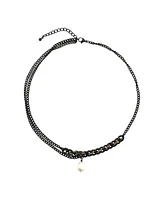 Nour Pearl and Chain Necklace / Gunmetal