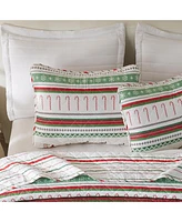Linery & Co. Holiday Striped Microfiber Quilt Set With Shams