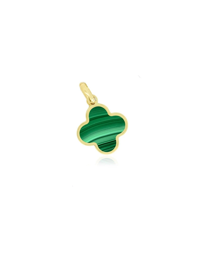 The Lovery Malachite Clover Charm 14K Gold - 10 millimeters