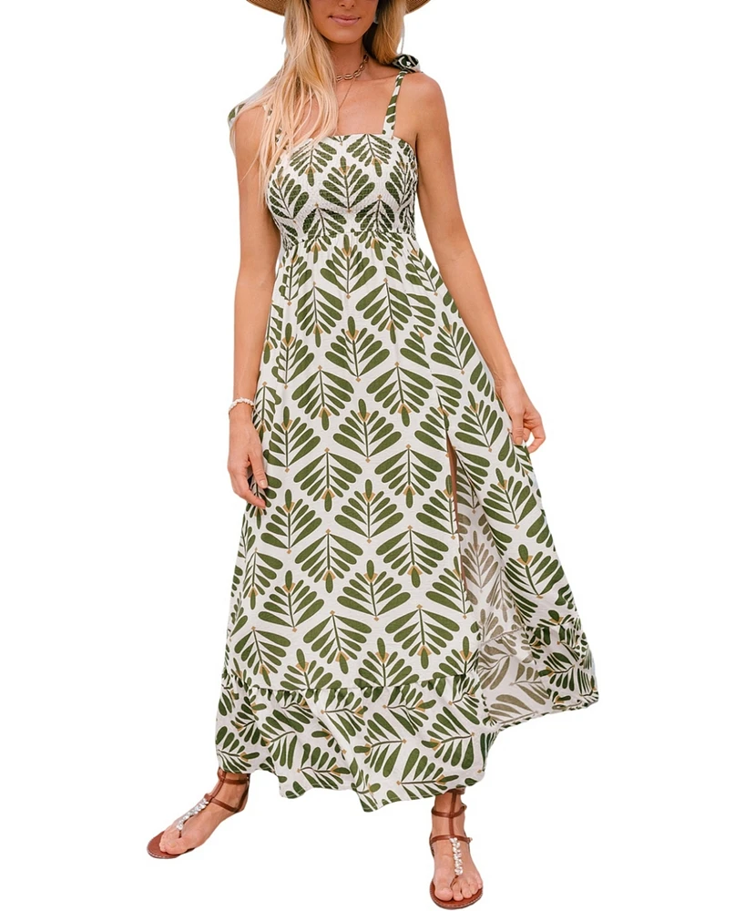 Cupshe Women's Pressed Flowers Ornate Maxi Beach Dress