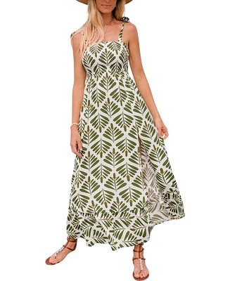 Cupshe Women's Pressed Flowers Ornate Maxi Beach Dress