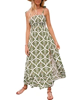 Cupshe Women's Pressed Flowers Ornate Maxi Beach Dress