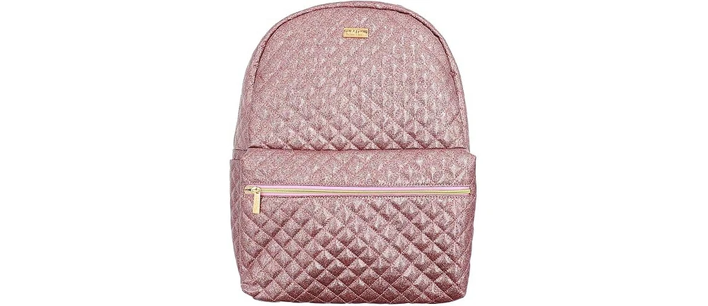 Packed Party Backpack Women's Small Fashion Shoulder Book Bag Trendy Look for Ladies at School, Work, and Travel (Pink Glitter Party)