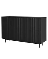 Wave Pattern Storage Cabinet with 2 Doors and Drawers, Adjustable, Suitable for Study, Entrance Living Room