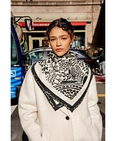 Jessie Zhao New York Double Sided Wool Silk Scarf Of Black Garden