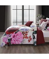 Bebejan Scarlet Bedding 100% Cotton Sateen 5 Piece King Size Reversible Comforter Set