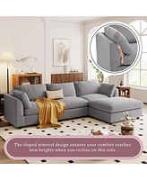 Upholstery Convertible Sectional Sofa, L Shaped Couch with Reversible Chaise