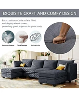 Modern Large U-Shape Modular Sectional Sofa, Convertible Sofa Bed with Reversible Chaise for Living Room, Storage Seat