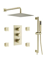 Casainc Wall Mounted Thermostatic Shower System With Body Jets Handheld