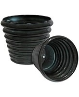 Molly 12.5" Metal Outdoor Plant Pot Set with Drainage Holes and Rubber Plugs- Juniper Glaze - of 2