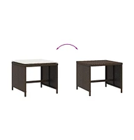 Patio Stools with Cushions 4 pcs Brown 15.7"x15.7"x13.8" Poly Rattan