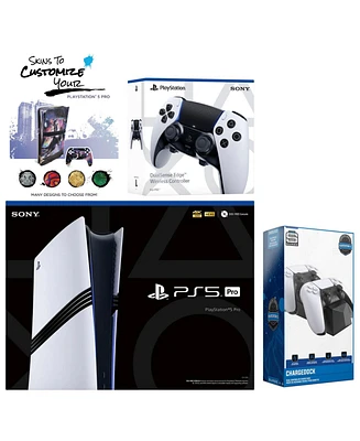 Sony PlayStation 5 Pro with Extra Edge Controller, Dual Charging Dock and MightySkins Decal Voucher