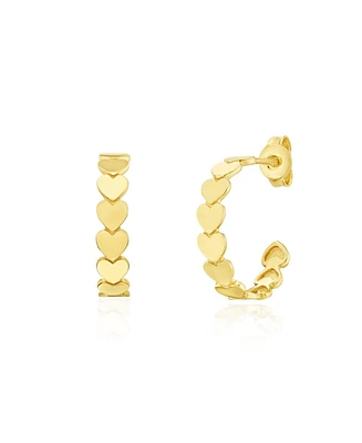 The Lovery Golden Hearts C-Hoop Earrings 14K Gold