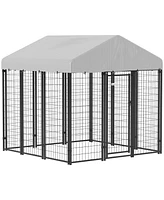 PawHut Outdoor Dog Kennel, Dog Playpen Enclosure with Roof