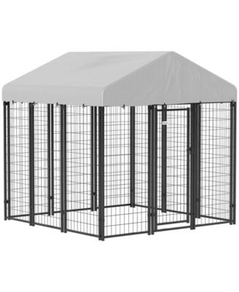 Pawhut Outdoor Dog Kennel Dog Playpen Enclosure With Roof 6 X 6 X 6