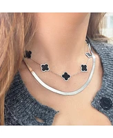 The Lovery Large Onyx Clover Necklace 14K White Gold