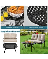 Gymax 2 Piece Outdoor Patio Conversation Sofa Set w/ Cushions & Loveseat & Table Set