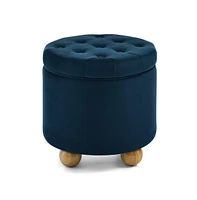 Round Velvet Storage Ottoman with Lid, Multi-Functional Tufted Footrest for Living Room & Bedroom-The Pop Home