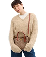 Coach Signature Coated Canvas Willow Tote 24 with Convertible Straps