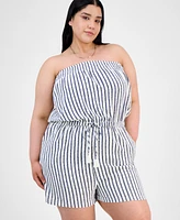 Derek Heart Trendy Plus Striped Strapless Romper