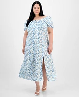 Absolutely Famous Trendy Plus Puffed-Sleeve Dress