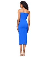 Betsy & Adam Women's Strapless Cascade Ruffle Party Dress