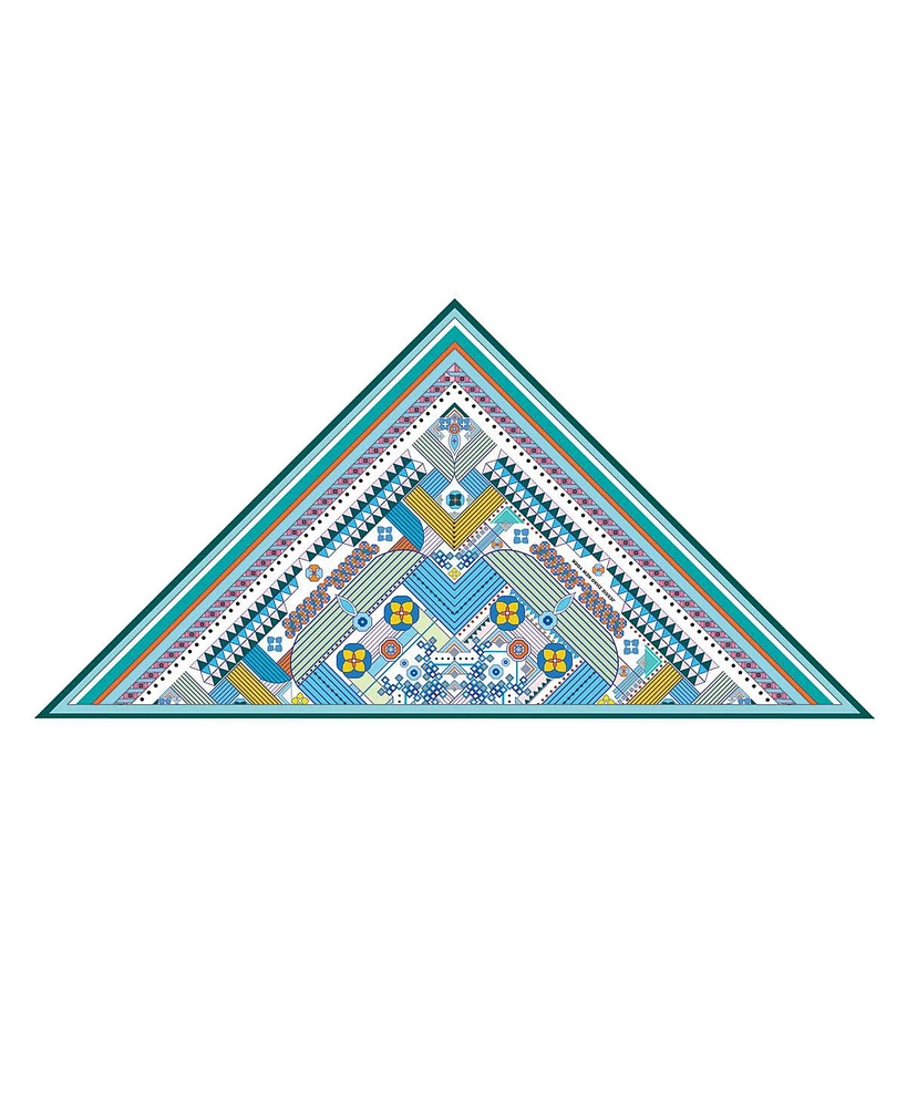 Jessie Zhao New York Double Sided Wool Silk Triangle Scarf Of Shapes Reconstruction