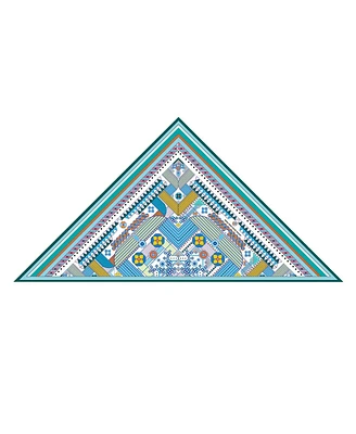 Jessie Zhao New York Double Sided Wool Silk Triangle Scarf Of Shapes Reconstruction