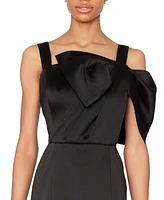 White Tie by Shani Women's Bow-Trim Satin Midi Dress
