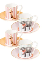 Yvonne Ellen Animal Espresso Cup Saucers 8-Pc. Set, Service for 4