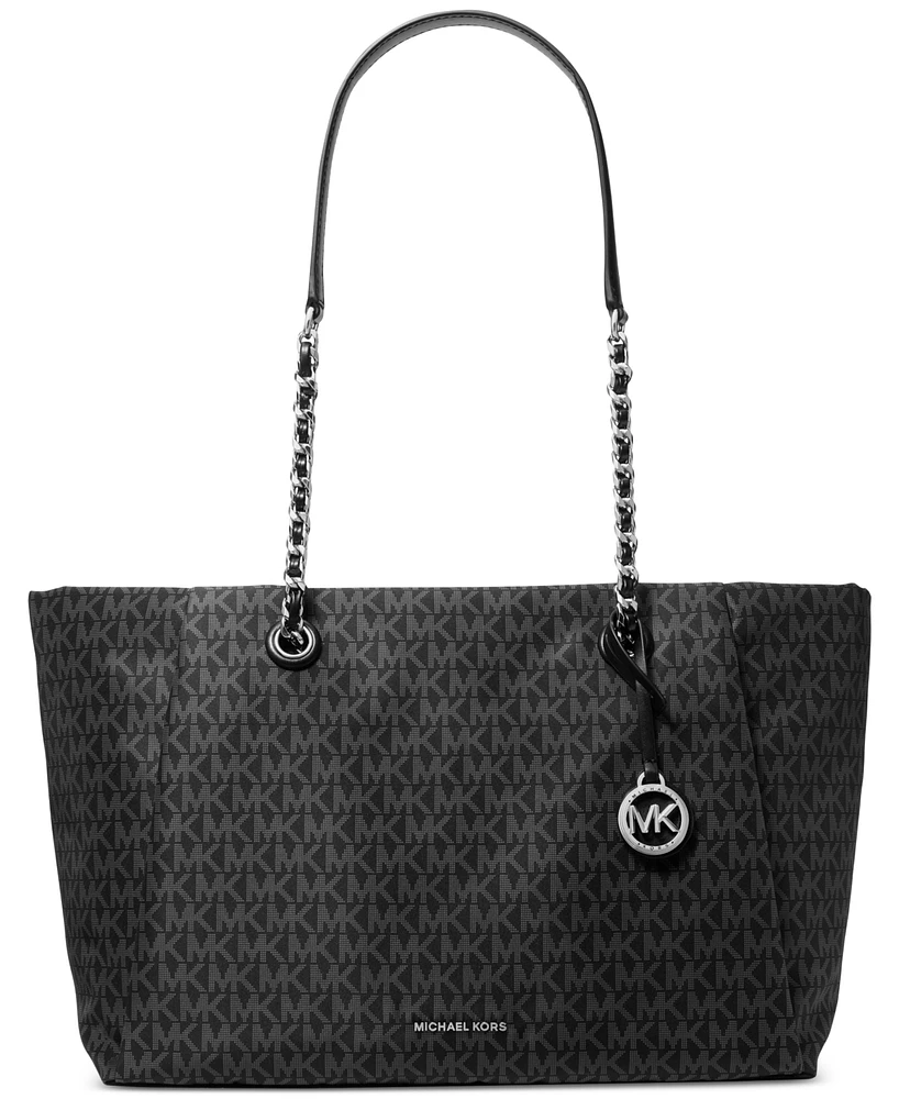 Michael Kors Georgia Logo Brown Zip Top Tote Bag