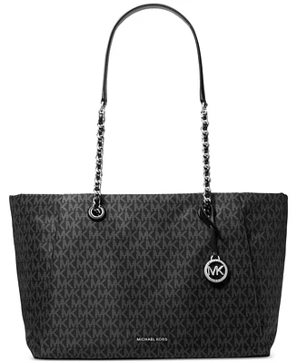 Michael Kors Georgia Logo Brown Zip Top Tote Bag