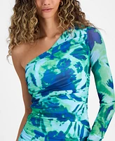 Rachel Roy Women's Quinn Floral Asymmetric Mesh Midi Dress