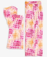 Epic Threads Big Girls Coast Dye Flutter Top Wide Leg Cropped Pants Exclusively At Macys