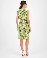Kasper Women's Printed Sleeveless Wrap-Style Dress