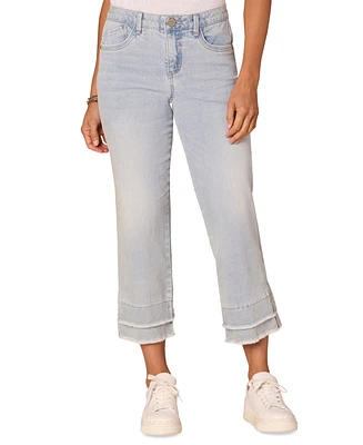 Democracy Petite Triple-Seam-Cuff Kick-Flare Denim Jeans
