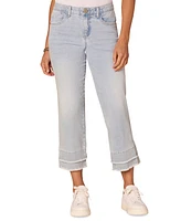 Democracy Petite Triple-Seam-Cuff Kick-Flare Denim Jeans