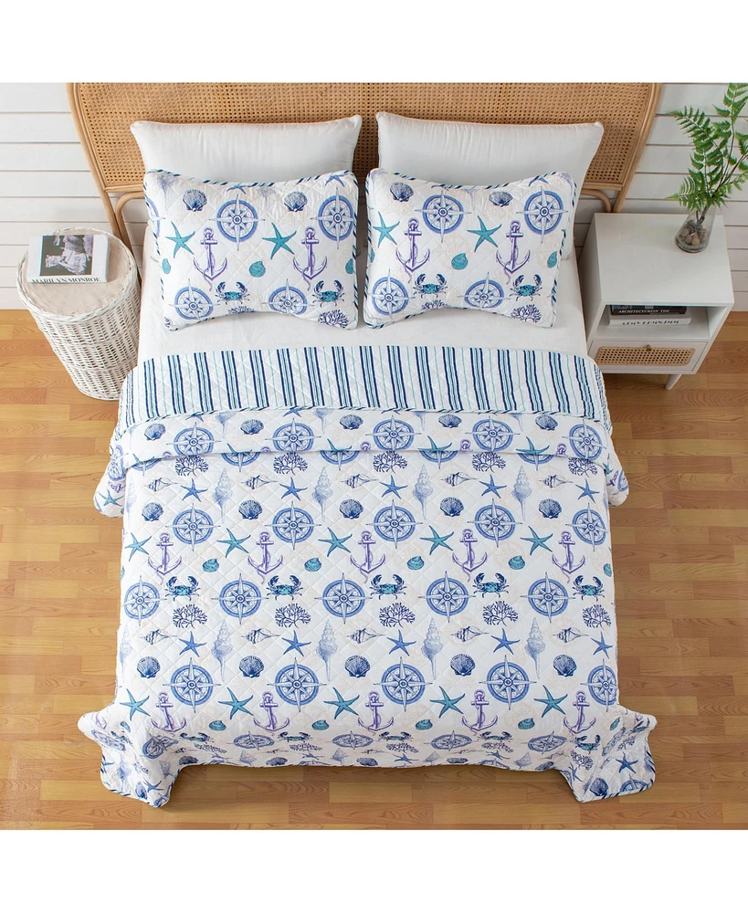 Linery & Co. Nautical Microfiber Quilt Set With Shams