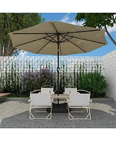 Mondawe 11 ft Solar Led Lighted 3-Tier Outdoor Patio Market Umbrella with Double Air Vent and Push Button Tilt